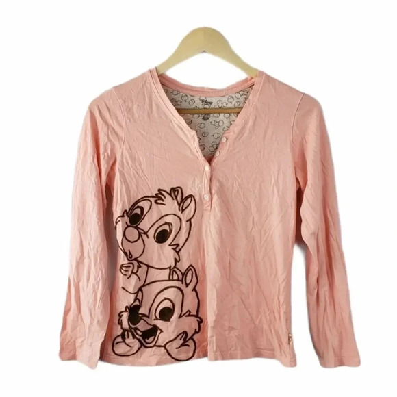 Disney Chip 'n Dale Coral Pajama Top XS - Picture 1 of 3